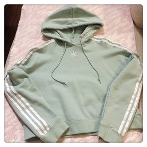 adidas cropped hoodie ash green